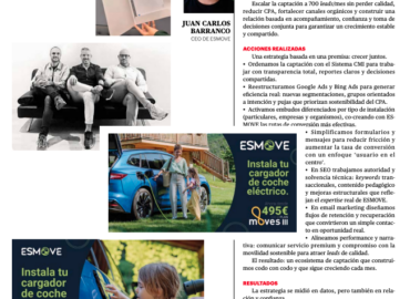 ESMOVE dispara su captación un 40% y lleva su modelo de crecimiento sostenible a los Premios IPMARK